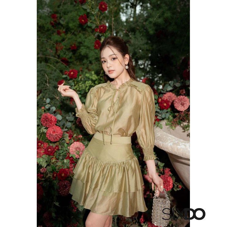 Chân váy tơ mini 2 tầng thời trang SIXDO