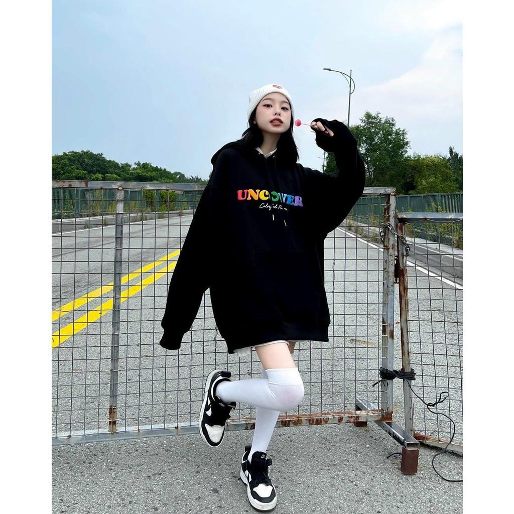 Áo khoác nỉ nam nữ from rộng hình UNCOVERR Áo Khoác Hoodie Zip Day Form Rộng Unisex Vải Nỉ Bông Oversize Ulzaang