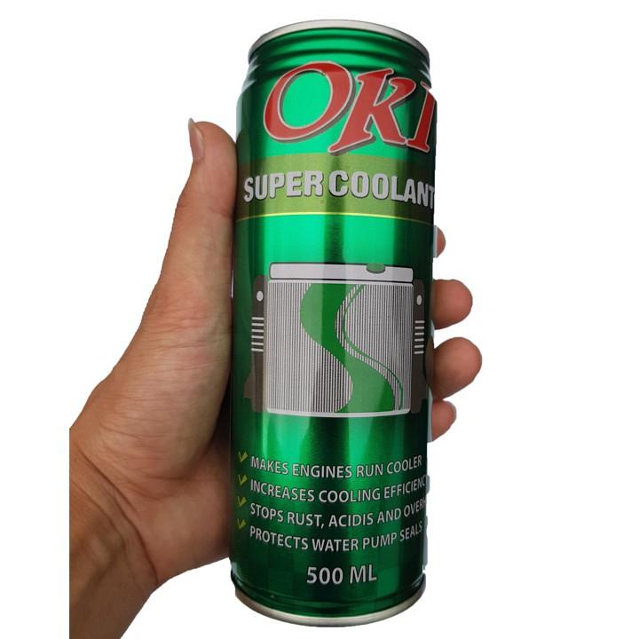 Bộ 2 lon nước làm mát xe ô tô màu xanh OKI Super Coolant 500ml