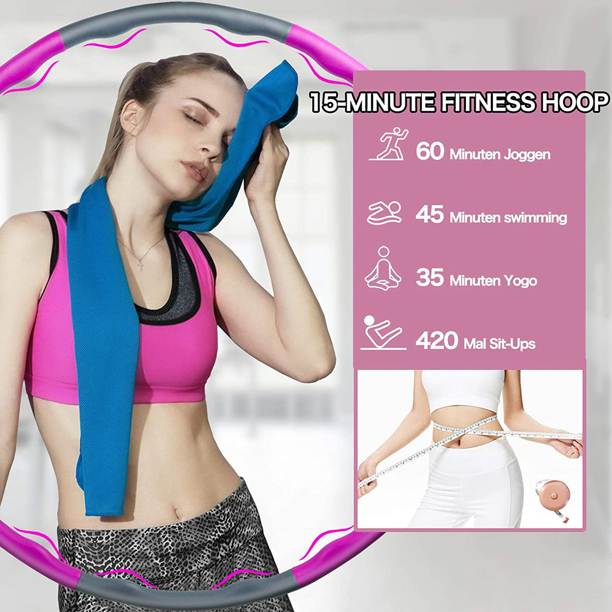 Vòng Lắc Giảm Eo Massage Hoop Với Hạt Massage Lồi Trên Vòng Đường Kính Sau Lắp 98cm Giảm Eo Giảm Mỡ Bụng hiệu quả
