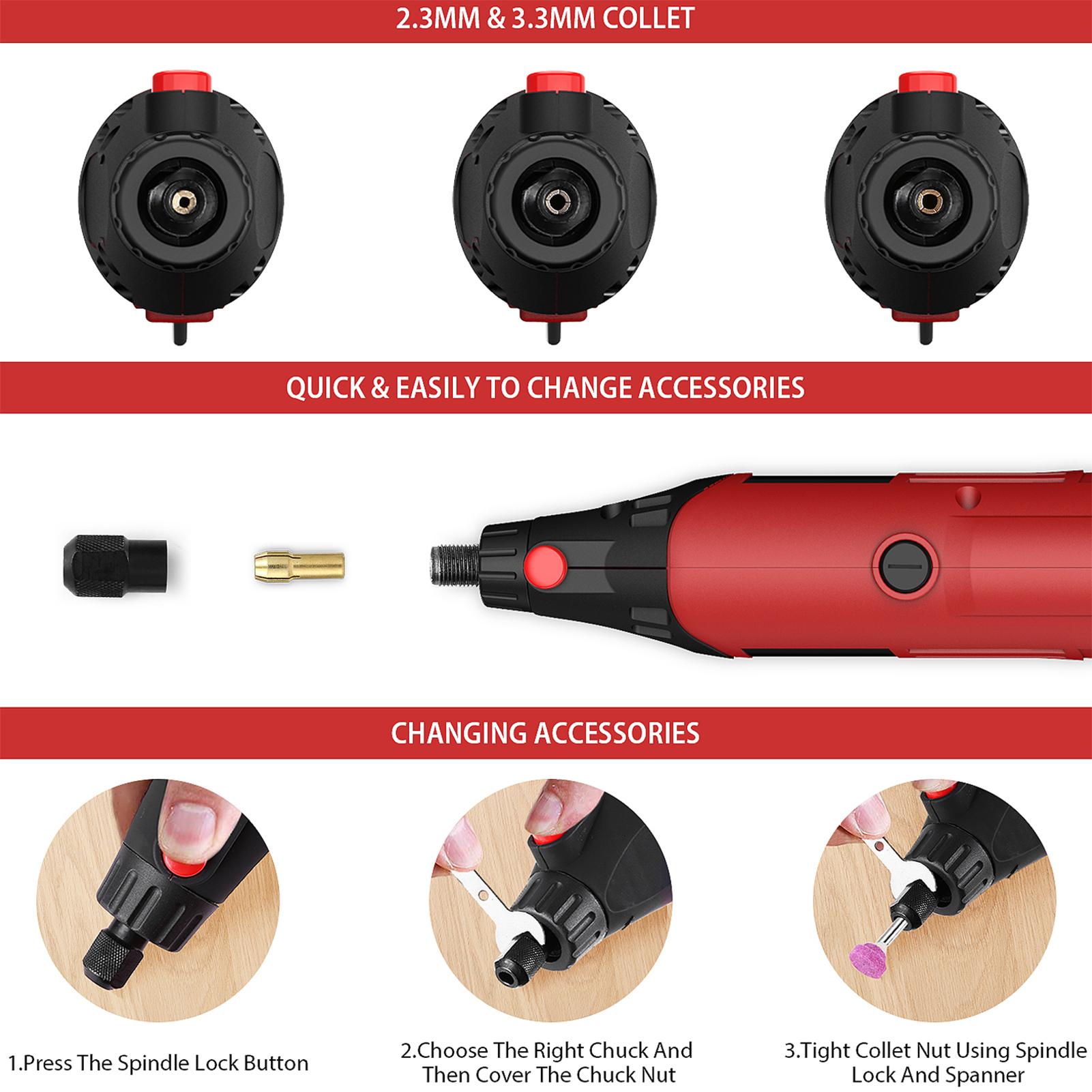 Rotary Tool 160W Multi-Functional Tool Varible Speed 8000-35000rpm Perfect for DIY Creations Craft Projects Drilling Cutting Sanding Polishing and Engraving