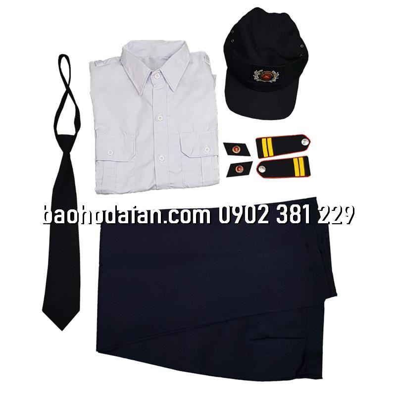 Quần áo bảo vệ màu trắng đầy đủ phụ kiện (áo vải xi - quần casme xanh)