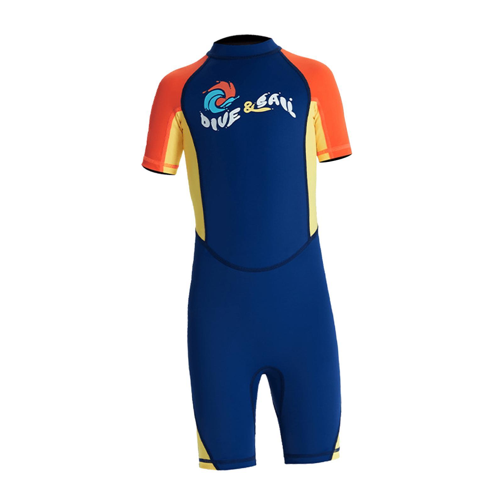 Kids Wetsuits Children Wet Suit Boys Diving Suit Short Sleeve Swimsuit Back Zip Shorty Wetsuit for Swimming Kayaking Diving Surfing