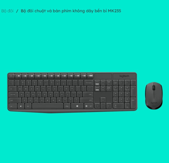 Bộ đôi chuột và bàn phím không dây Logitech MK235 - HÀNG CHÍNH HÃNG