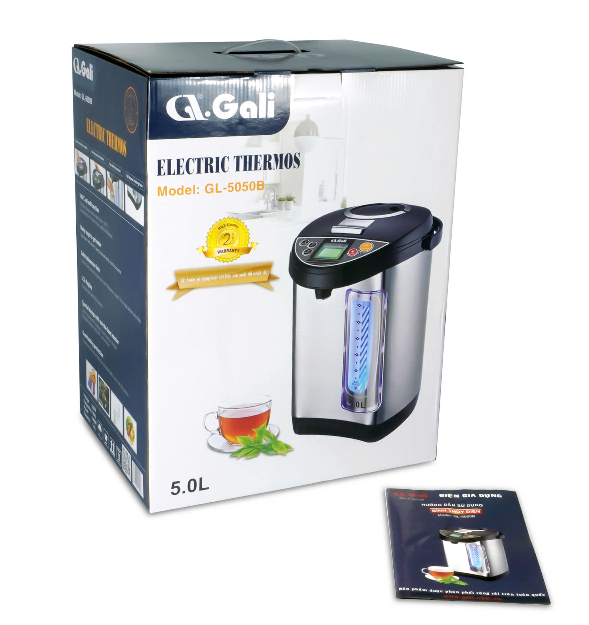 Bình Thuỷ Điện Gali GL-5050B Dung tích 5L nhỏ gọn, Thân bằng nhựa nguyên sinh cao cấp, lòng trong bằng Inox 304 dày chất lượng. Hàng chính hãng chất lượng cao bảo hành 24 tháng.