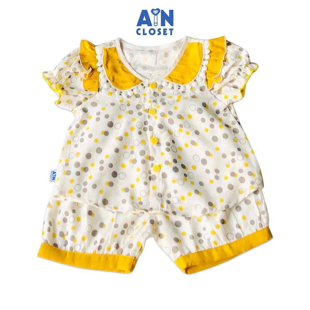 Bộ quần áo ngắn bé gái họa tiết Bi xám cổ vàng - AICDBGOK9PXC - AIN Closet