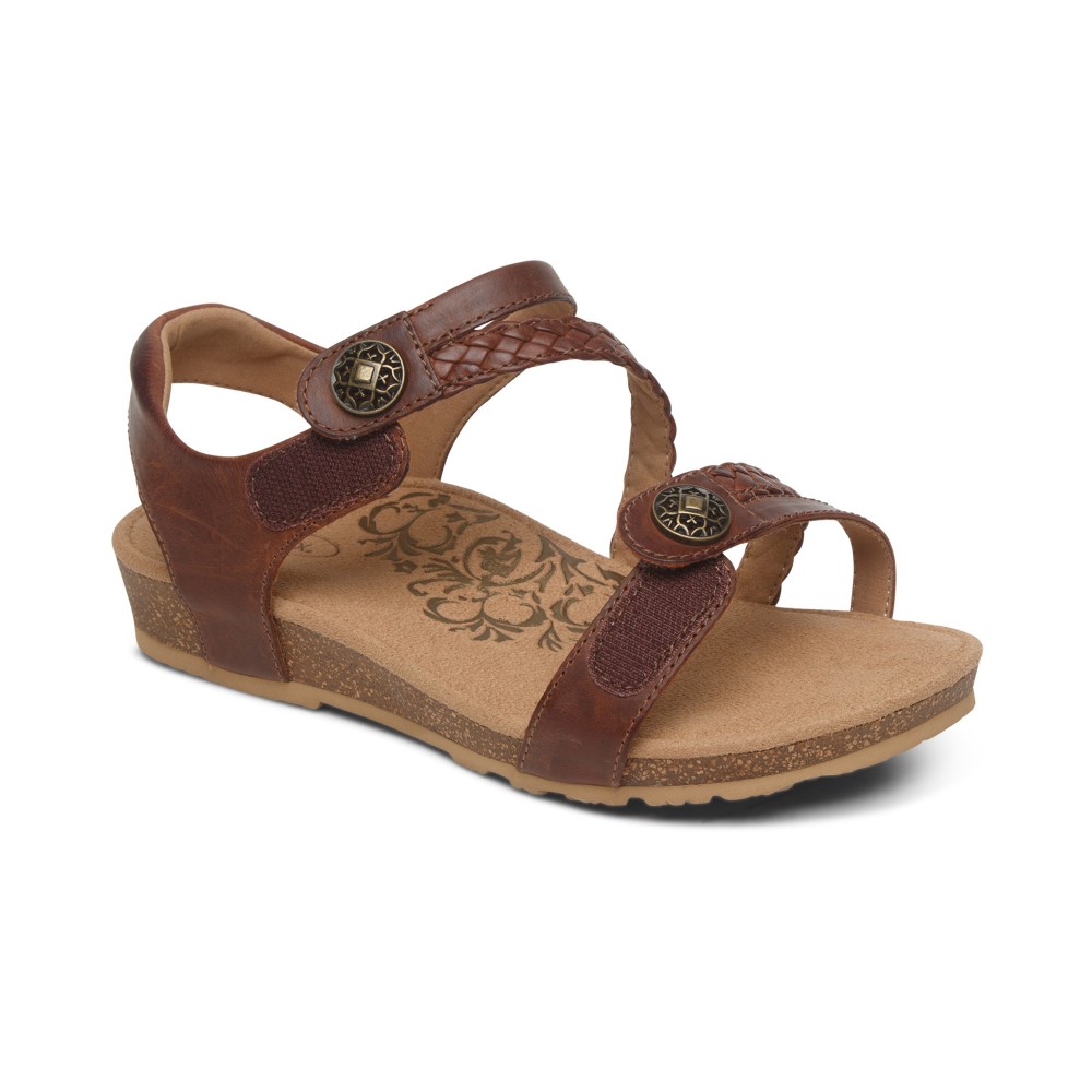 Sandal sức khoẻ nữ Aetrex Jillian Walnut - giày đệm mềm giảm đau chân