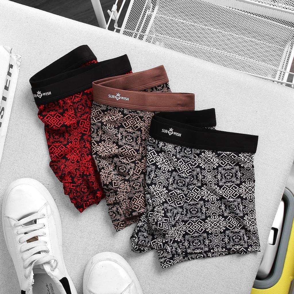Quần sịp nam đùi boxer thun lạnh quần lót họa tiết cao cấp bigsize combo 3 chiếc xuất nhật sunwish
