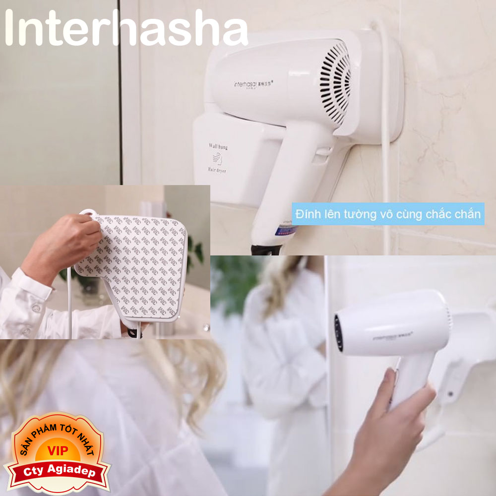 Máy sấy tóc treo tường interhasa + Băng dính siêu chắc dán tường dán kính