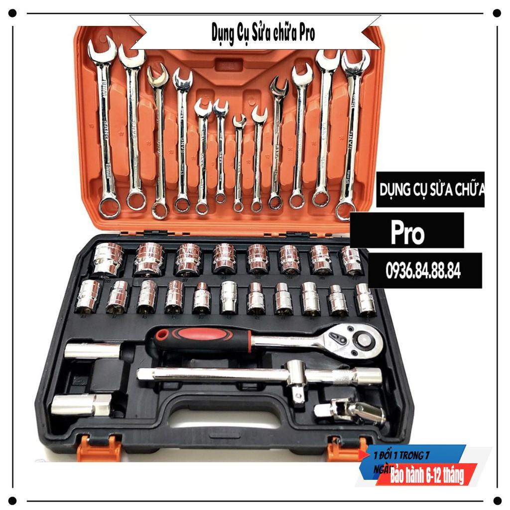 Bộ cờ lê tuýp 37 chi tiết , dụng cụ sửa chữa đa năng, chân 1/2", cle chòng 8-19mm, tuýp 8-32mm