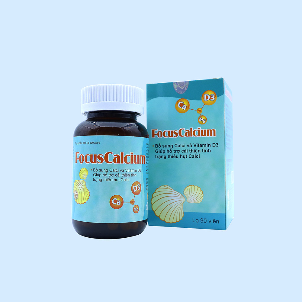 Combo 2 Hộp Viên Uống Canxi Cho Người Lớn Focuscalcium - Giúp Bổ Sung Canxi D3 Magie, Tăng Chiều Cao, Bổ Sung Canxi Cho Mẹ Bầu, Người Thiếu Hụt Canxi . Hàng Chính Hãng. Lọ 90 Viên