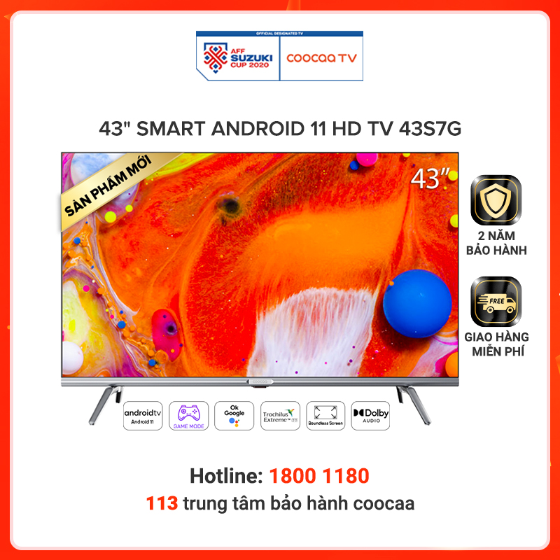 Smart TV Full HD Coocaa 43 Inch Wifi - 43S7G - Android 11 - Viền mỏng - Hàng chính hãng