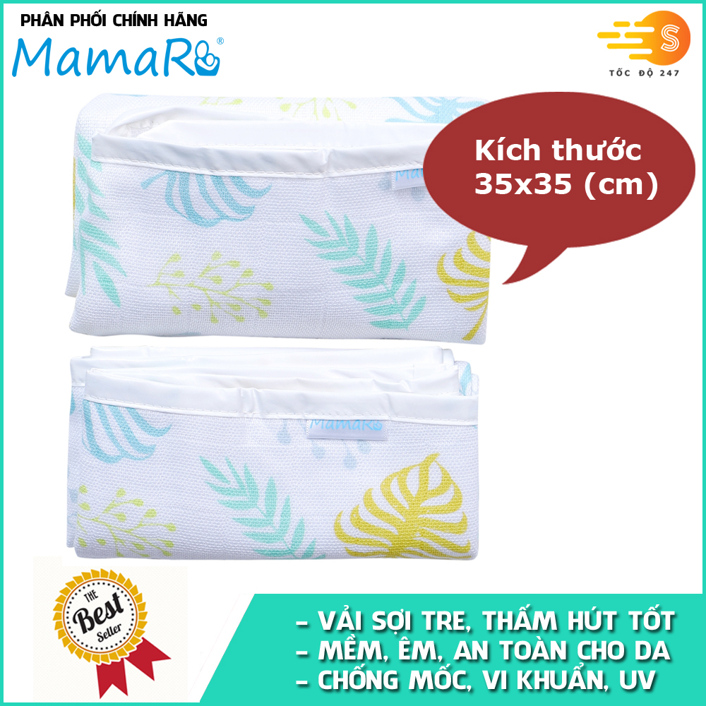 Bộ 2 tấm lót chống thấm vải sợi tre cho bé 35x35 Mamaru MA-LOT35X35 - Diệt khuẩn, hút ẩm tốt, kháng tia UV