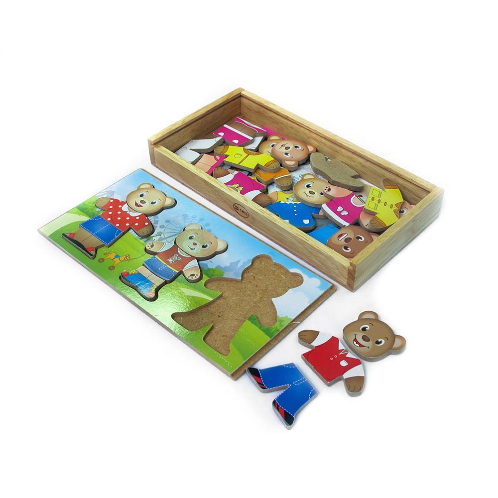 Đồ chơi gỗ Thời trang gia đình gấu | Winwintoys 68232 | Tăng khả năng sáng tạo và phân biệt màu sắc | Đạt tiêu chuẩn CE