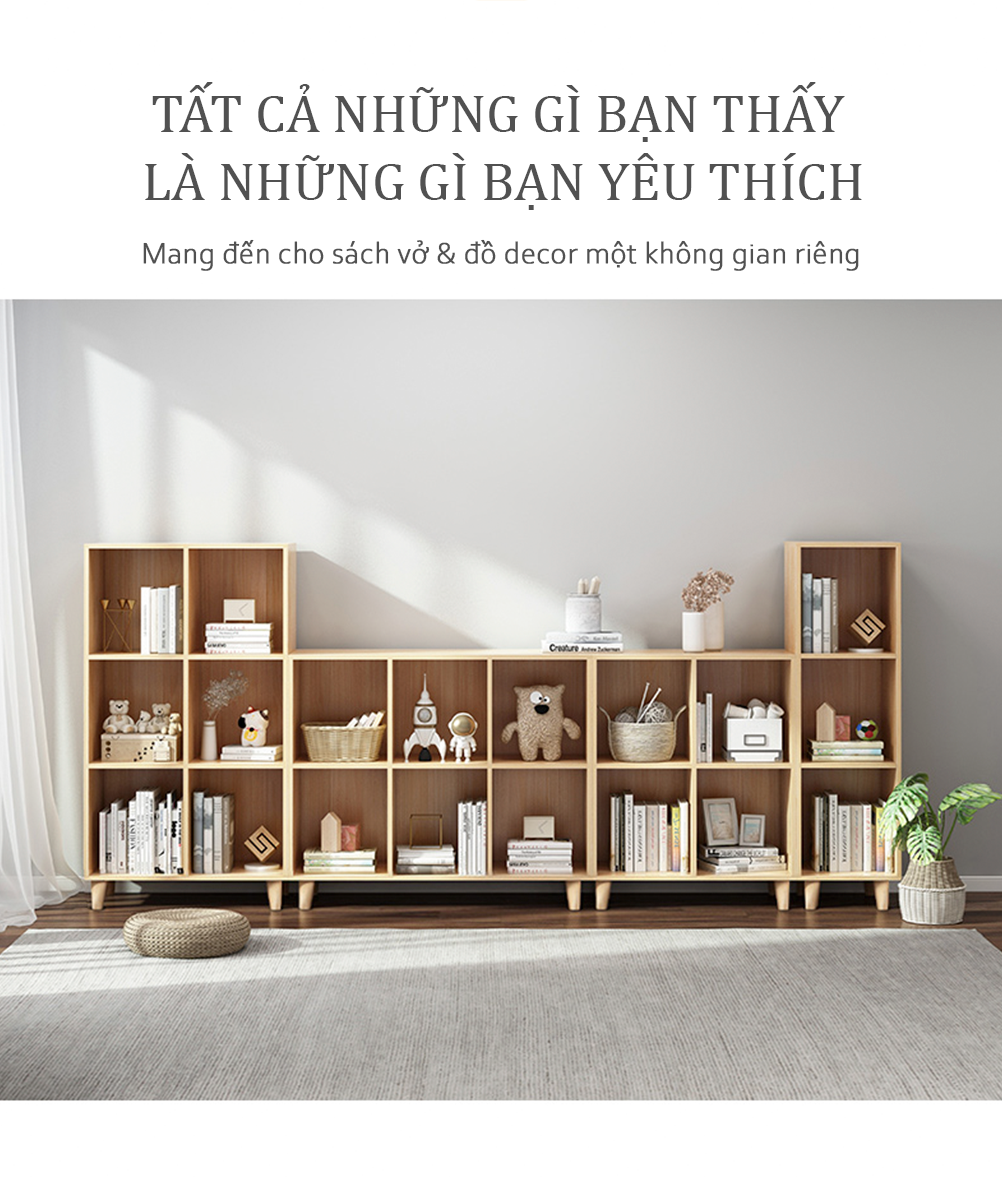 Kệ Đứng Đa Năng  GAPI Chân Gỗ Sồi Tự Nhiên Lưu Trữ Nhiều Ô Ngăn Tủ Sâu Thoải Mái Trong lưu Trữ