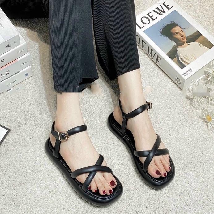 Dép Sandal nữ 2p đế bánh mì SANDAL QUAI CHÉO X siêu êm 3 màu