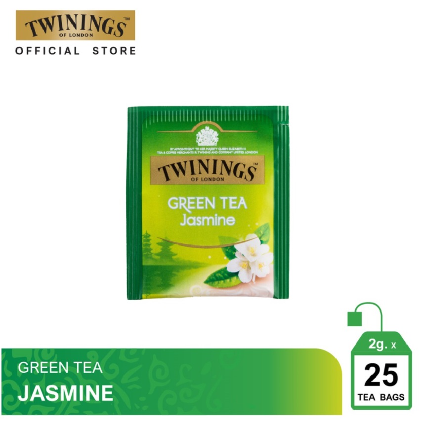 Trà túi lọc TWININGS OF LONDON Jasmine Green Tea - Trà xanh Hoa Nhài (Hộp 25 gói x 2g)