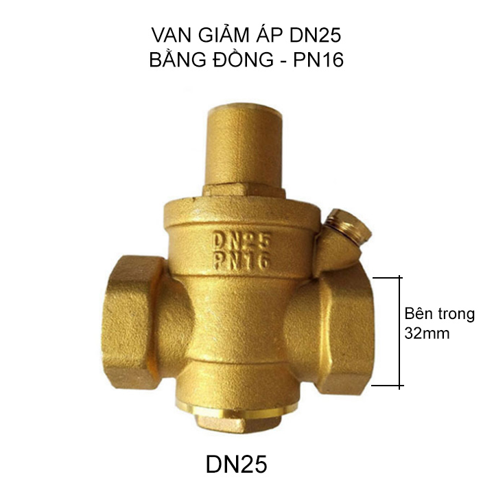 Van giảm áp bằng đồng kích thước DN15, DN20, DN25 tùy chọn kèm đồng hồ đo