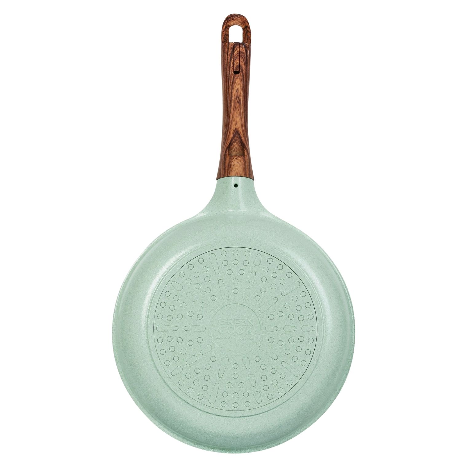 Chảo đúc đáy từ chống dính men đá ceramic xanh ngọc Green Cook GCP06 size 20-24-26-28 cm công nghệ Hàn Quốc