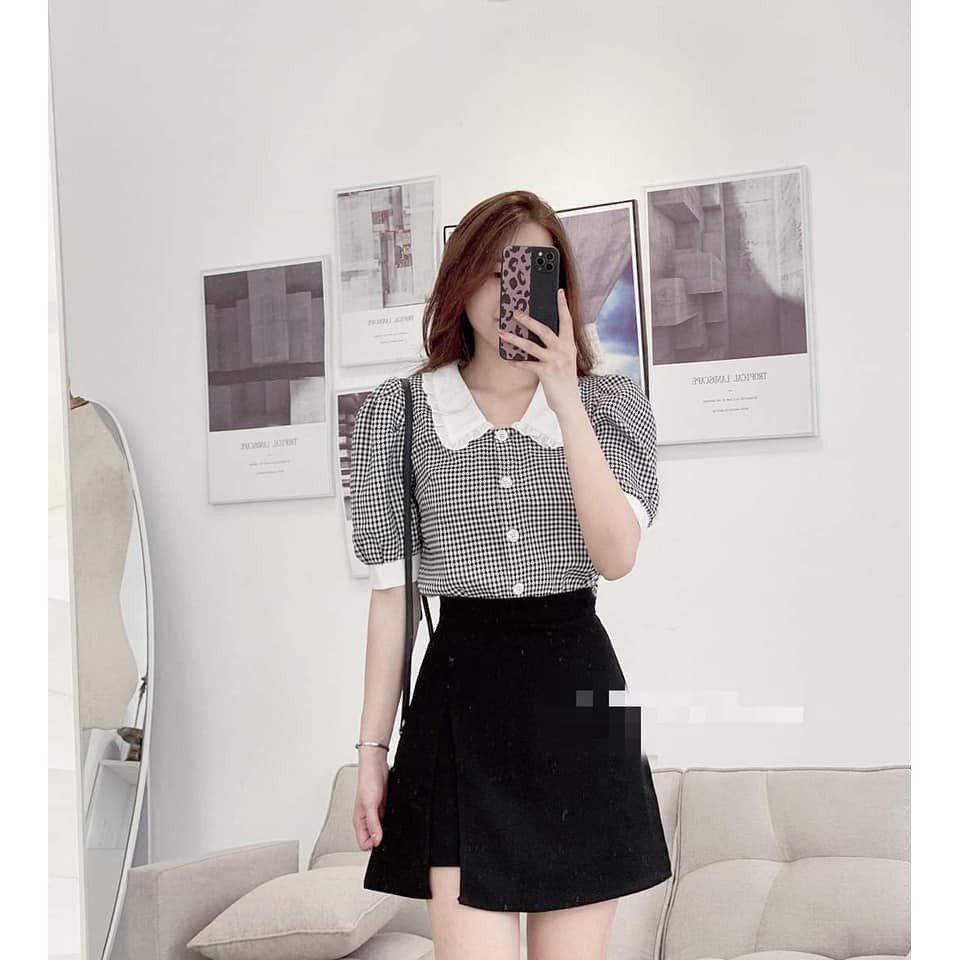 Áo Sơ Mi Nữ Công Sở thời trang SURI Cao Cấp Áo Kẻ Sọc, Cổ Bèo trắng,tay ngắn Siêu đẳng cấp thời trang