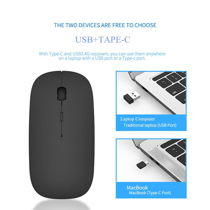 Chuột Không Dây Im Lặng PC Sạc Chuột 2.4G USB TAPE-C Chuột Quang Cho Laptop Tabelt Điện Thoại Thông Minh