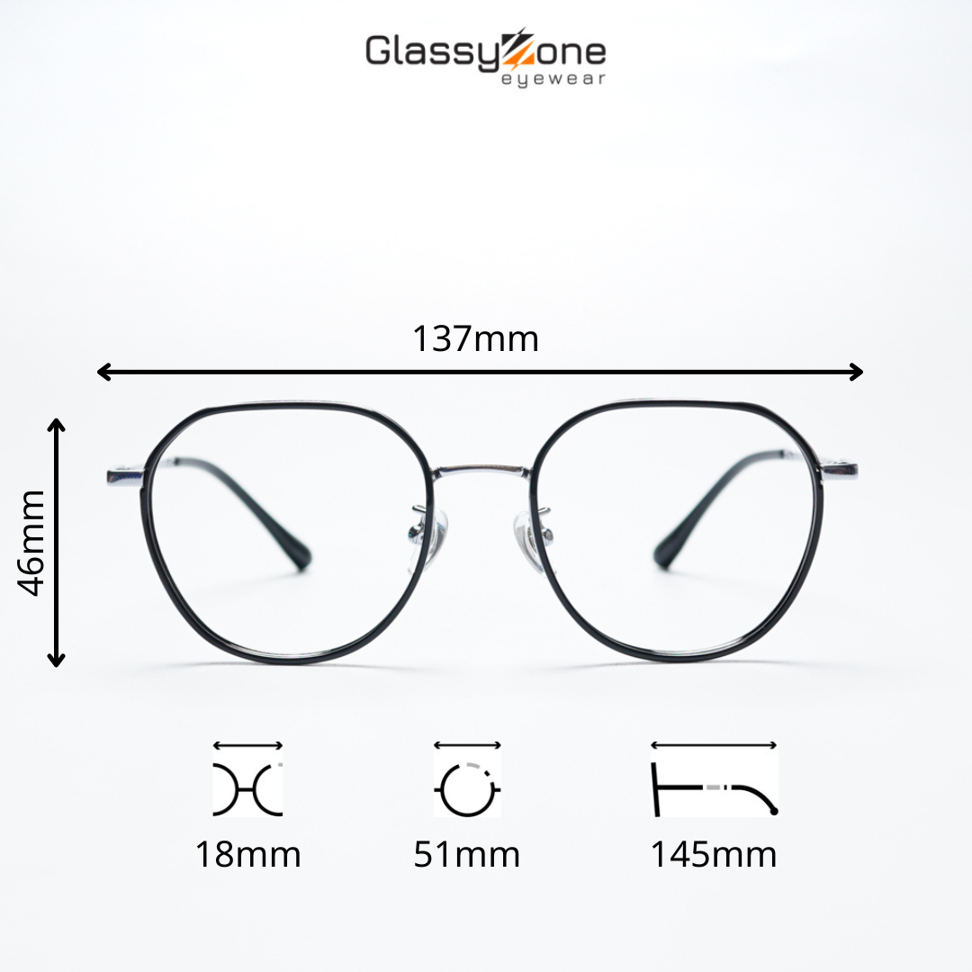 Gọng kính cận, Mắt kính giả cận kim loại Form Tròn Unisex Nam Nữ Lisa - GlassyZone