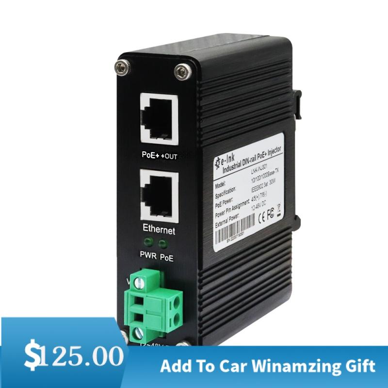 Công Nghiệp 95W Gigabit PoE Injector Din Rail 12~48VDC 2 Cổng Nguồn POE Injector Ethernet Adapter IEEE802.3af/at/bt IP40