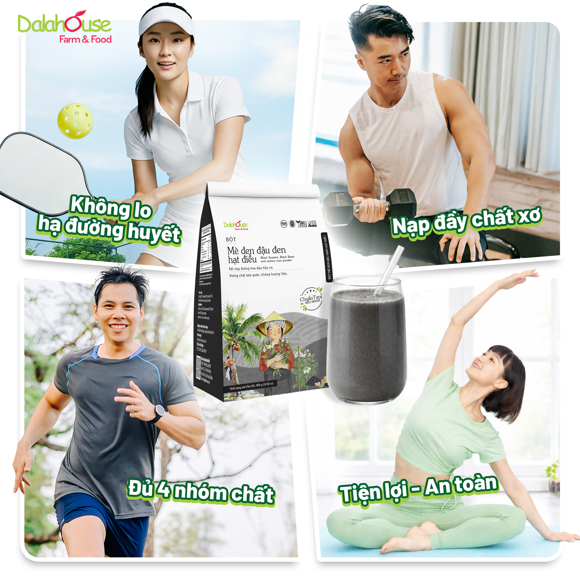 Sữa hạt mè đen Dalahouse 300gr - bột mè đen đậu đen hạt điều sấy thăng hoa