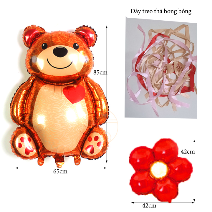 Bộ trang trí sinh nhật happy birthday chú gấu - Sét bong bóng trang trí tiệc thôi nôi, đầy tháng cho trẻ