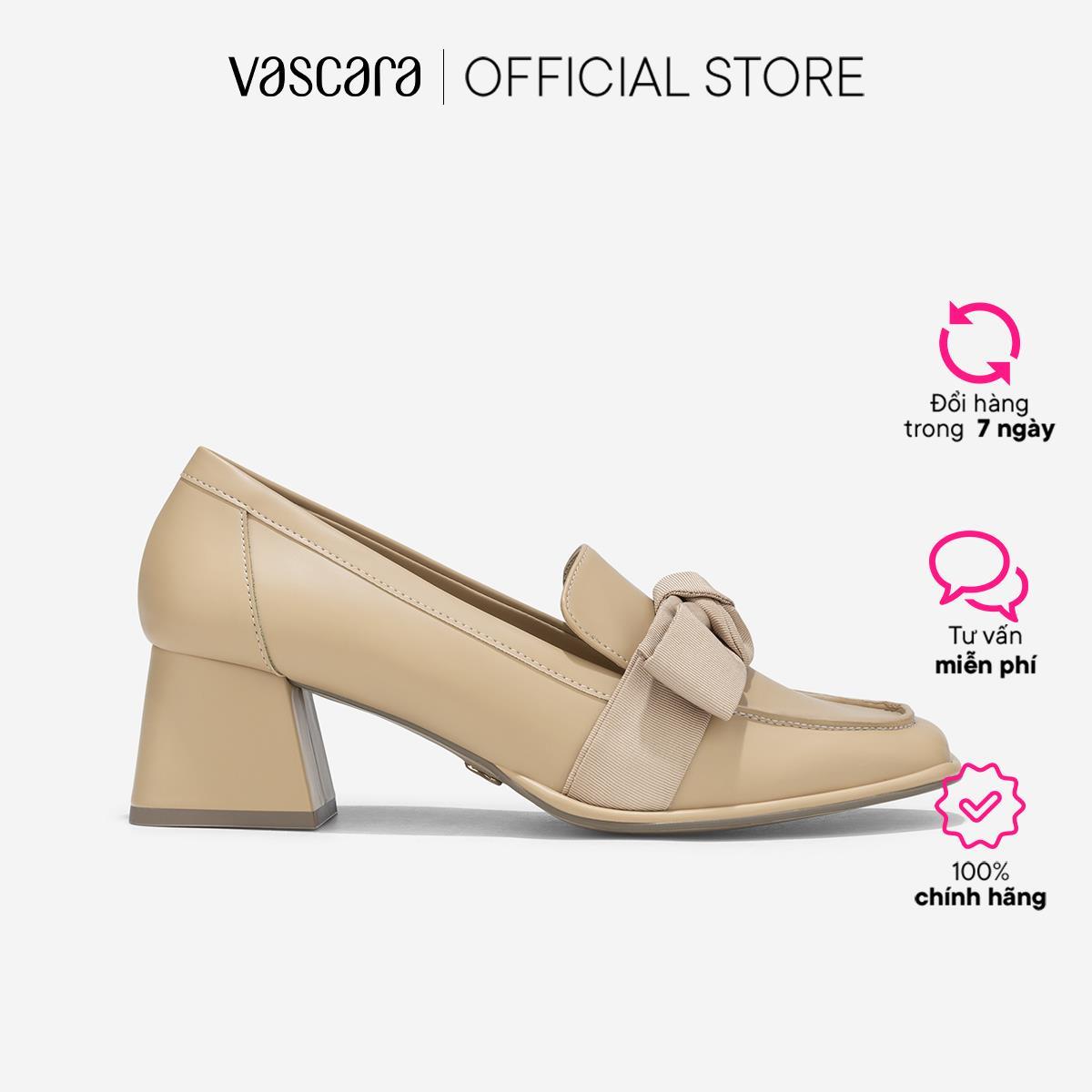 Vascara Giày Bít Loafer Gót Trụ Nhấn Nơ Trang Trí - BMN 0693