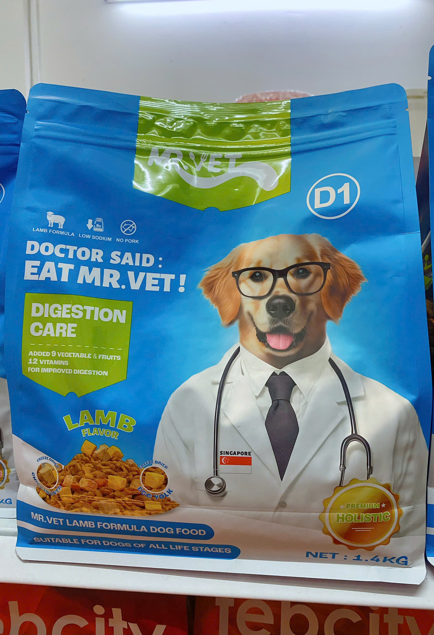Gói Hạt 1.4kg Mr.Vet D1 cho Chó ở Mọi Lứa Tuổi - Chăm sóc hệ tiêu hóa toàn diện với Gan gà &amp; Lòng đỏ trứng sấy