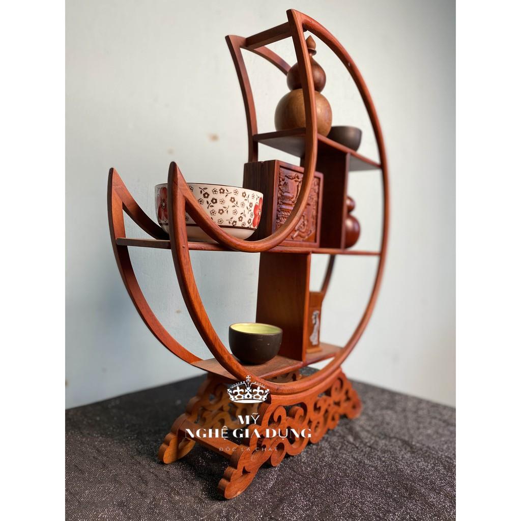 Kệ mini gia dụng gỗ gõ hình trăng khuyết