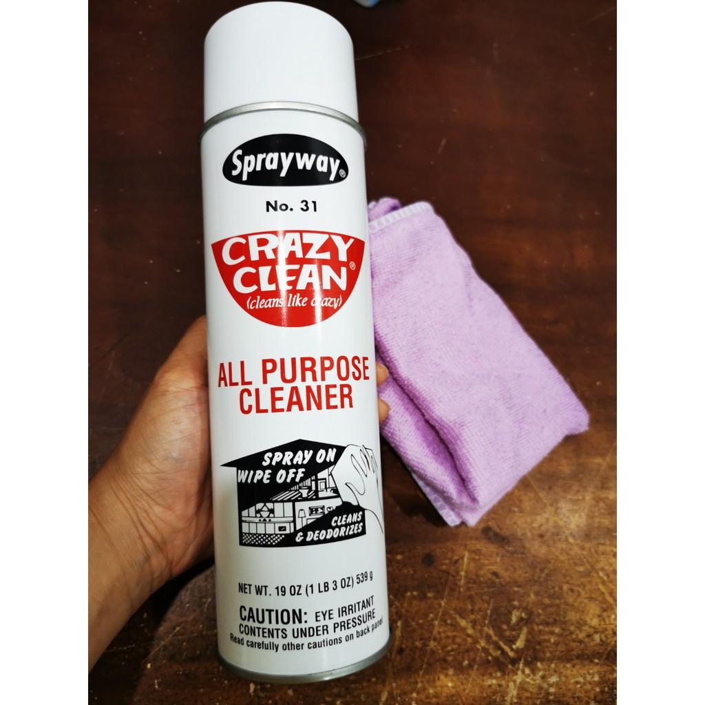 Dung Dịch Xịt Tẩy Đa Năng Sprayway Crazy Clean All Purpose Cleaner 539g Tẩy vết Mực, Tẩy Băng keo, Tẩy Dầu Tặng Khăn