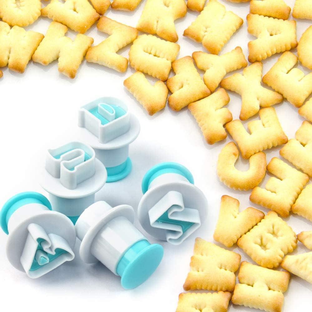 Dụng cụ cắt chữ cái cho dụng cụ cắt kẹo mềm - Dụng cụ làm bánh cắt kẹo mềm bằng chữ cái - Trang trí bánh theo bảng chữ cái Bộ dụng cụ làm bánh Bộ Ejector Stamp Biscuit Marzipan