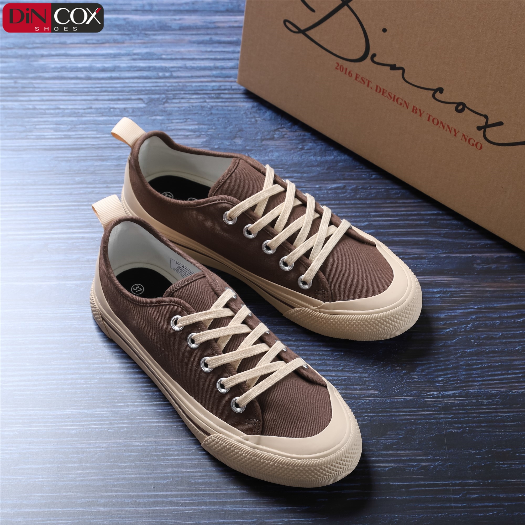 Giày thể thao Nữ Chất lượng Châu Âu, Chất vải Canvas mềm êm, ôm chân, thoáng khí, lớp lót cotton, đế cao su lưu hóa mềm C20 Chocolate
