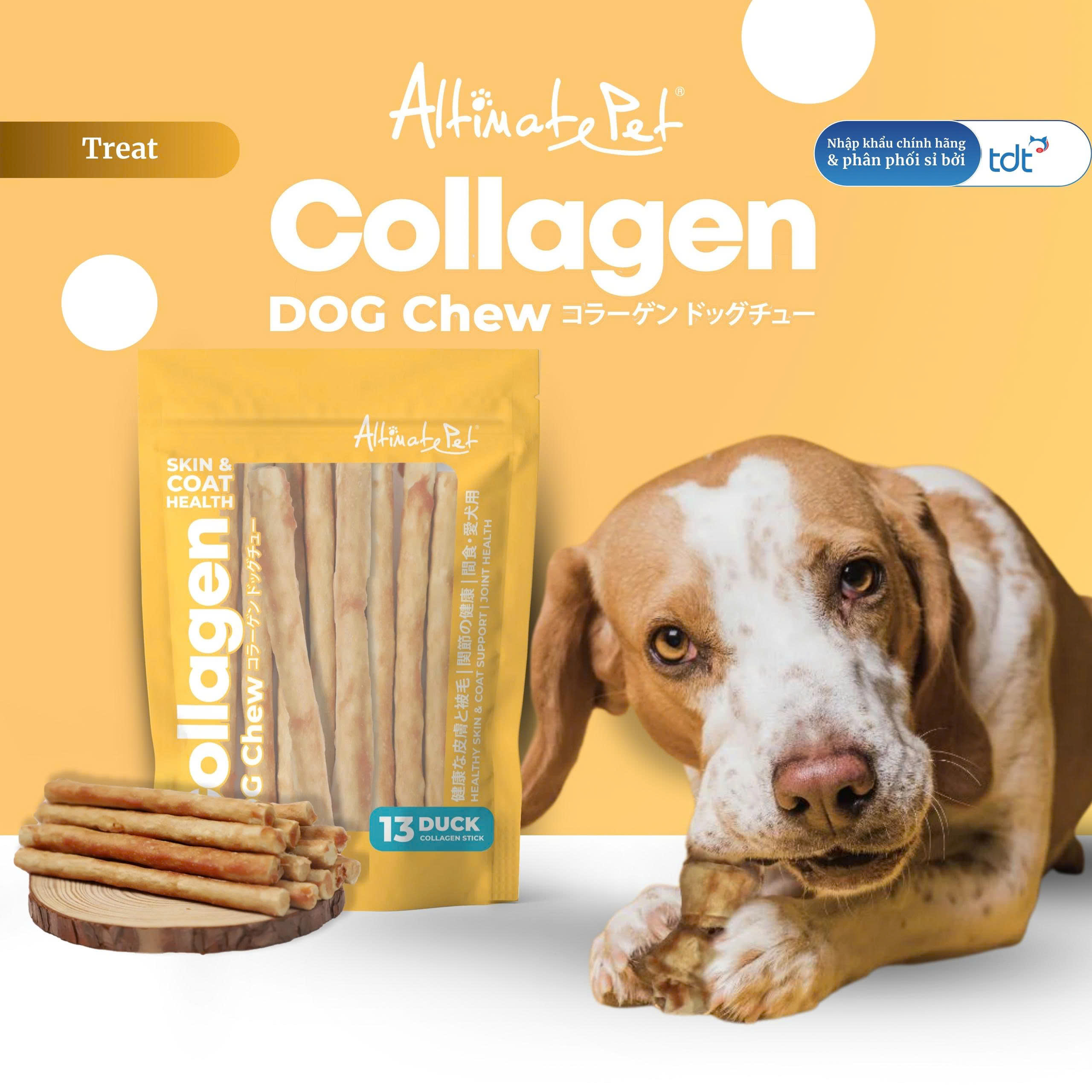 Altimate Collagen Dental Chew Thanh gặm cho chó giảm mảng bám&cao răng,chăm sóc hông khớp [Túi 90g