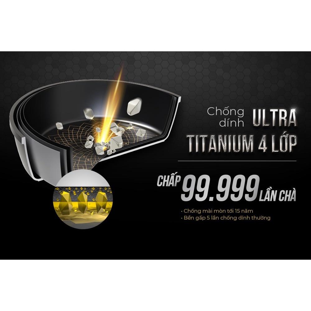 Chảo chống dính đáy từ Ultra Titanium Sunhouse ST20B, ST26B, ST28B, ST30B, Chống dính Ultra Titanium có độ bền 15 năm