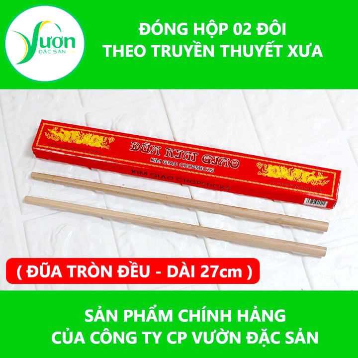 Hộp 10 đôi Đũa gỗ Kim Giao (Dài 27cm) 100% tự nhiên - Món quà quý đến từ rừng Cúc Phương Ninh Bình