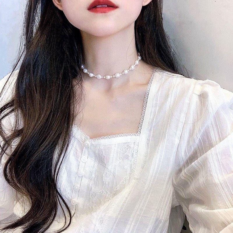 Dây Chuyền Vòng Cổ Choker Phong Cách Vintage Xinh Xắn Cho Nữ Ngọc Trai Nước Ngọt - Trường Thịnh Ngọc Trai