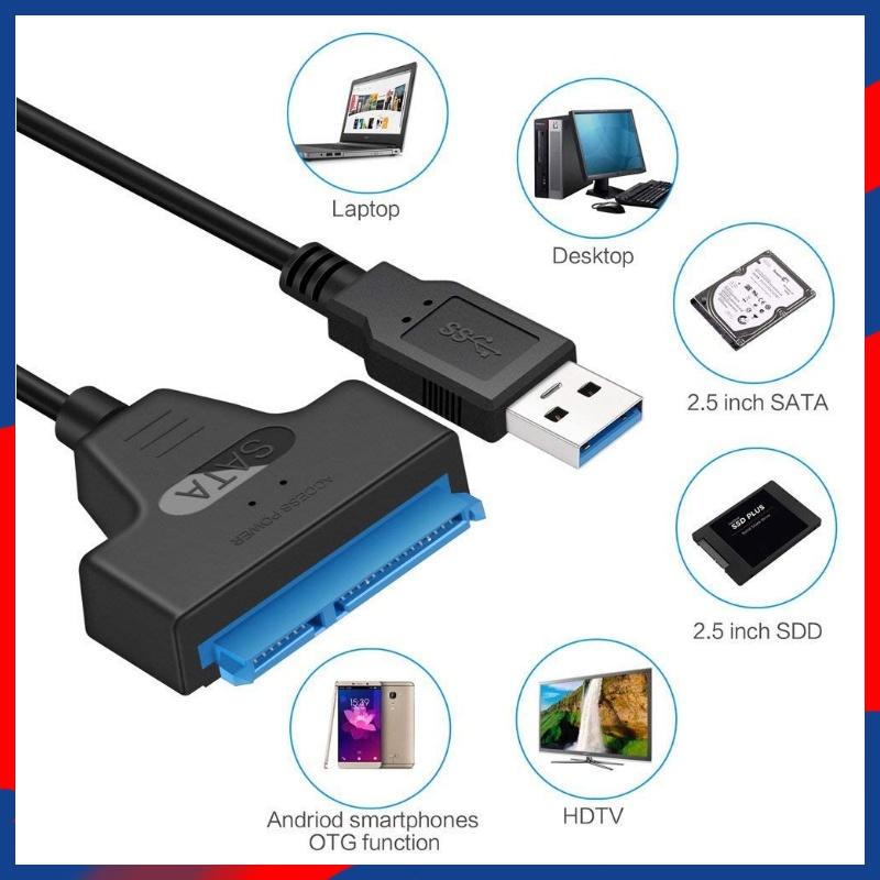 Cáp SATA đến USB 3.0 / 2.0 lên đến 6 Gbps cho ổ cứng HDD ngoài 2,5 inch