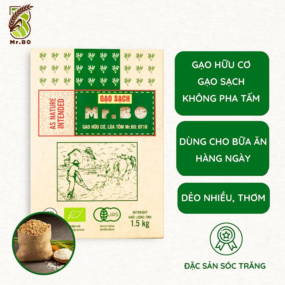 Gạo hữu cơ ĐT18 loại cao cấp - Hộp 1,5kg