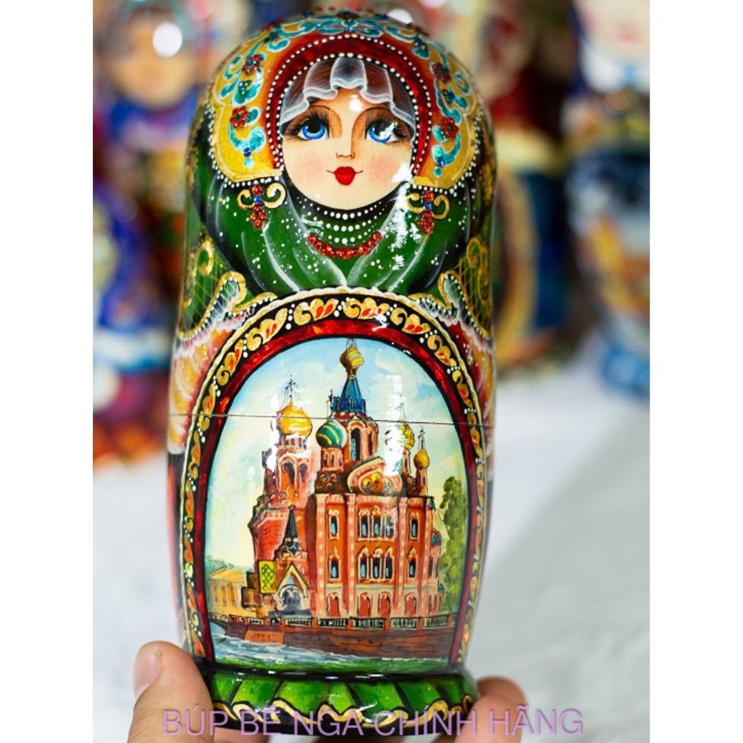 BỘ BÚP BÊ NGA MATRYOSHKA CAO CẤP 5 LỚP 18CM "PHONG CẢNH NƯỚC NGA" RẤT ĐẸP VÀ SANG TRỌNG