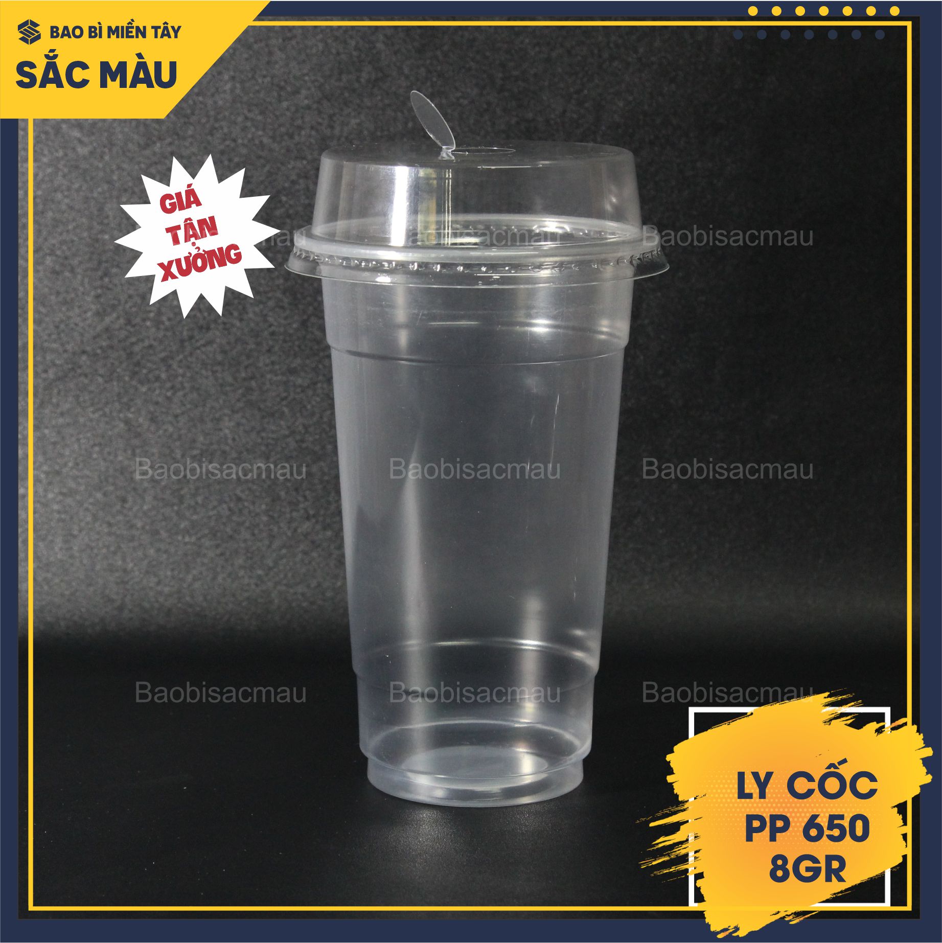 Sỉ 50 cốc nhựa/ ly nhựa PP 650 kèm nắp