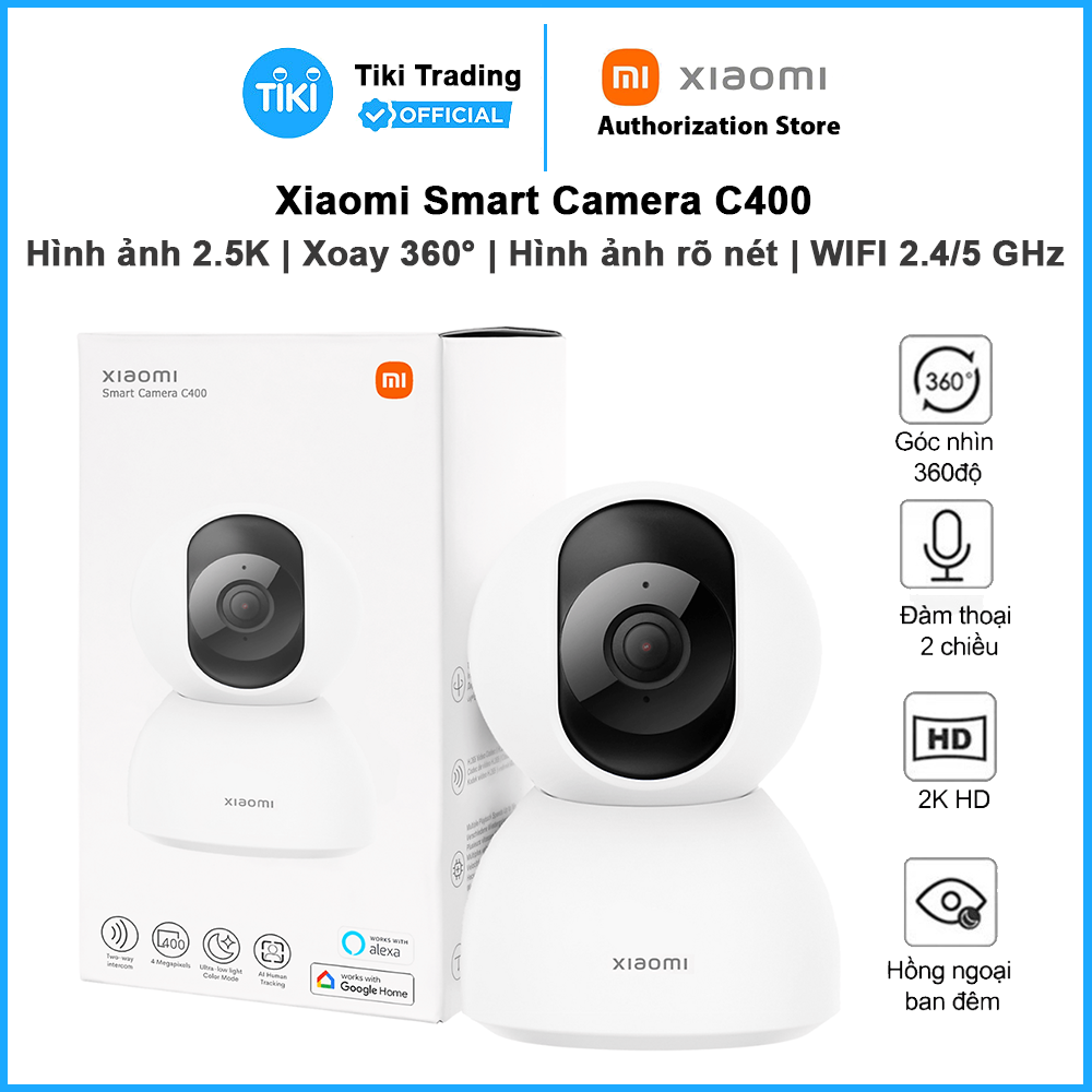 Camera thông minh Xiaomi C400 ( 4MP / Xoay 360° / Ai phát hiện có người / WIFI 2.4/5.0 GHz ) - Hàng Chính Hãng