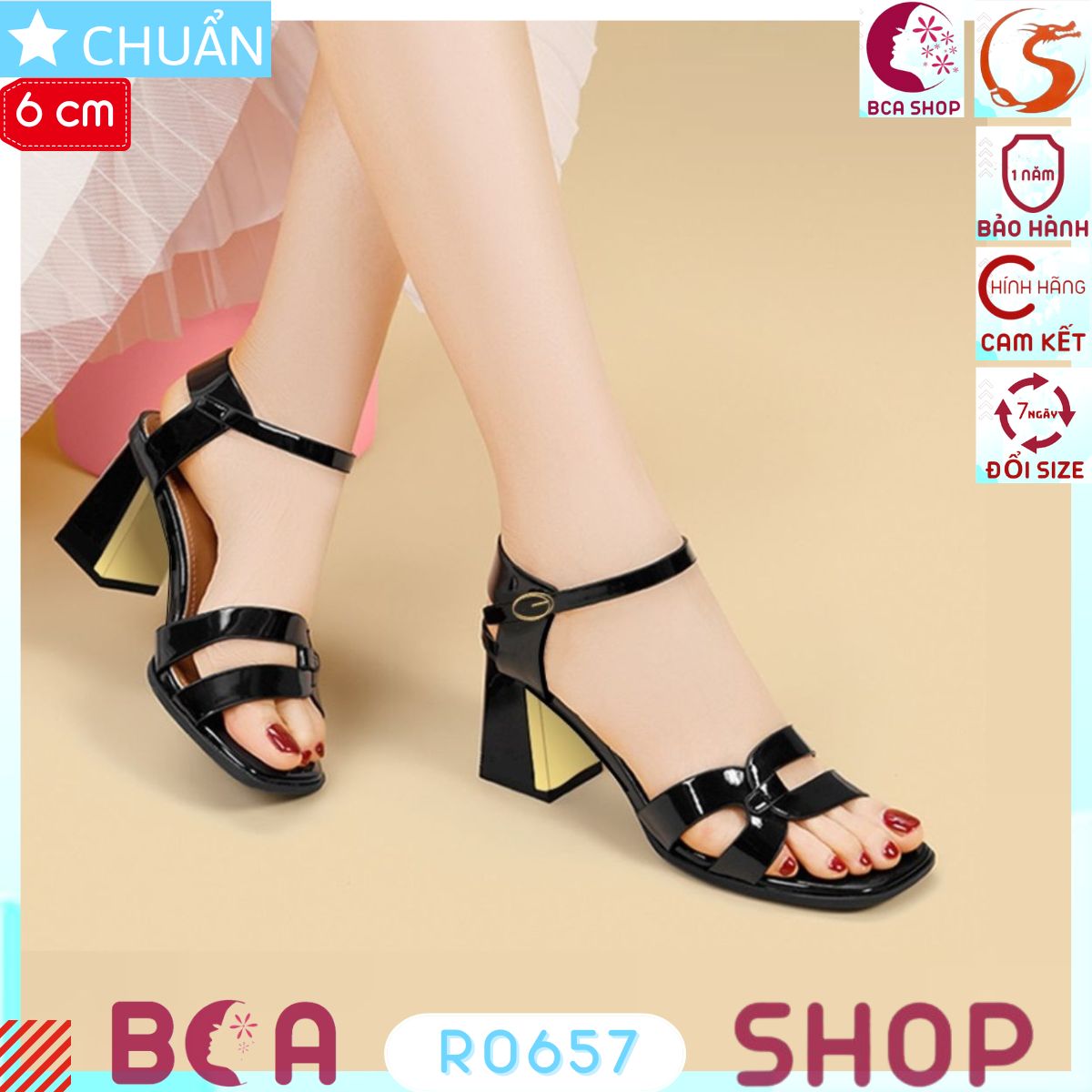 Sandal nữ phối màu độc đáo cao 6 phân RO657 ROSATA tại BCASHOP có quai cài sau thêm chắc chắn và thoái mái khi mang