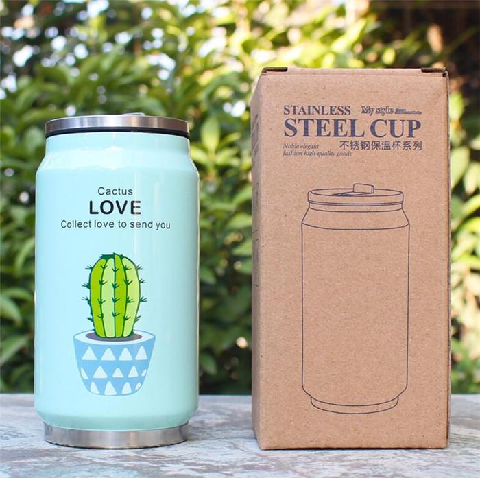 Dễ Thương Vật Có Hoa Văn Ống Hút Giữ Nhiệt Cốc Chân Không Bình Giữ Nhiệt Bình Sữa Cho Trẻ Em Lon Cốc Thermocup 300Ml