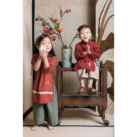 P'ti chou - Áo dài linen thêu Trúc dành cho bé
