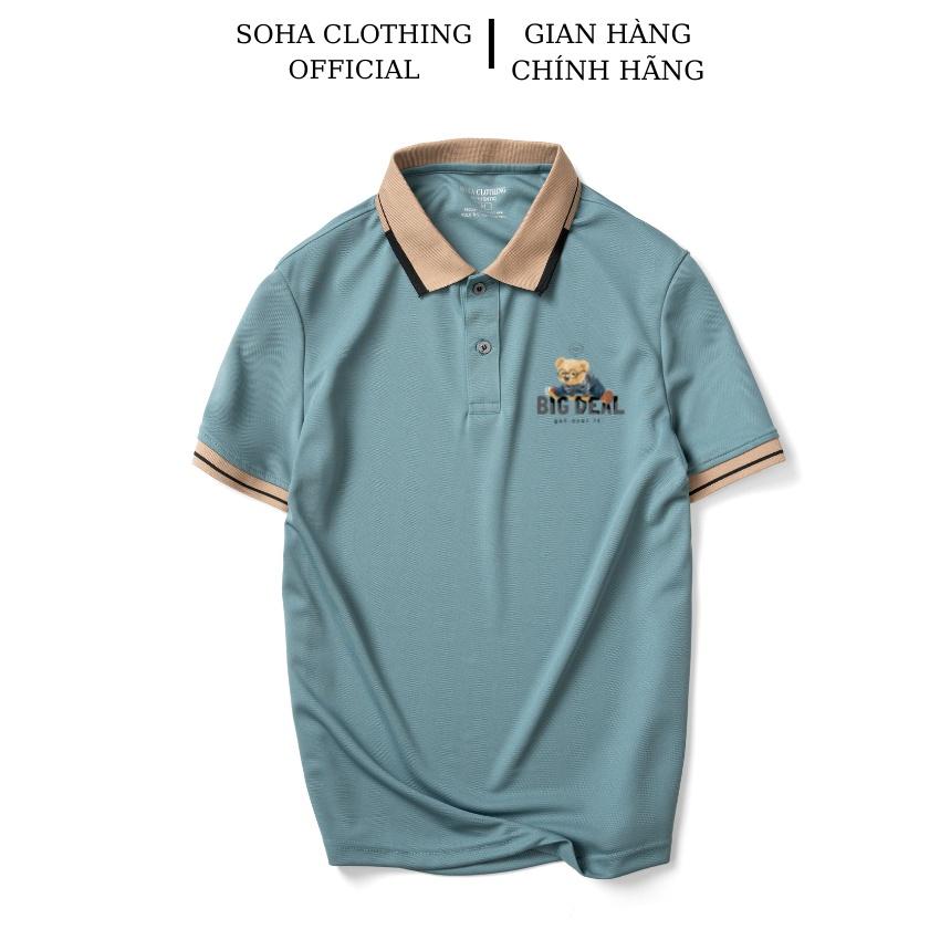 Áo POLO nam cổ bẻ Gấu BIGDEAL VIỀN vải cá sấu dệt kim xuất xịn,chuẩn form, sang trọng ,thanh lịch - SOHA CLOTHING