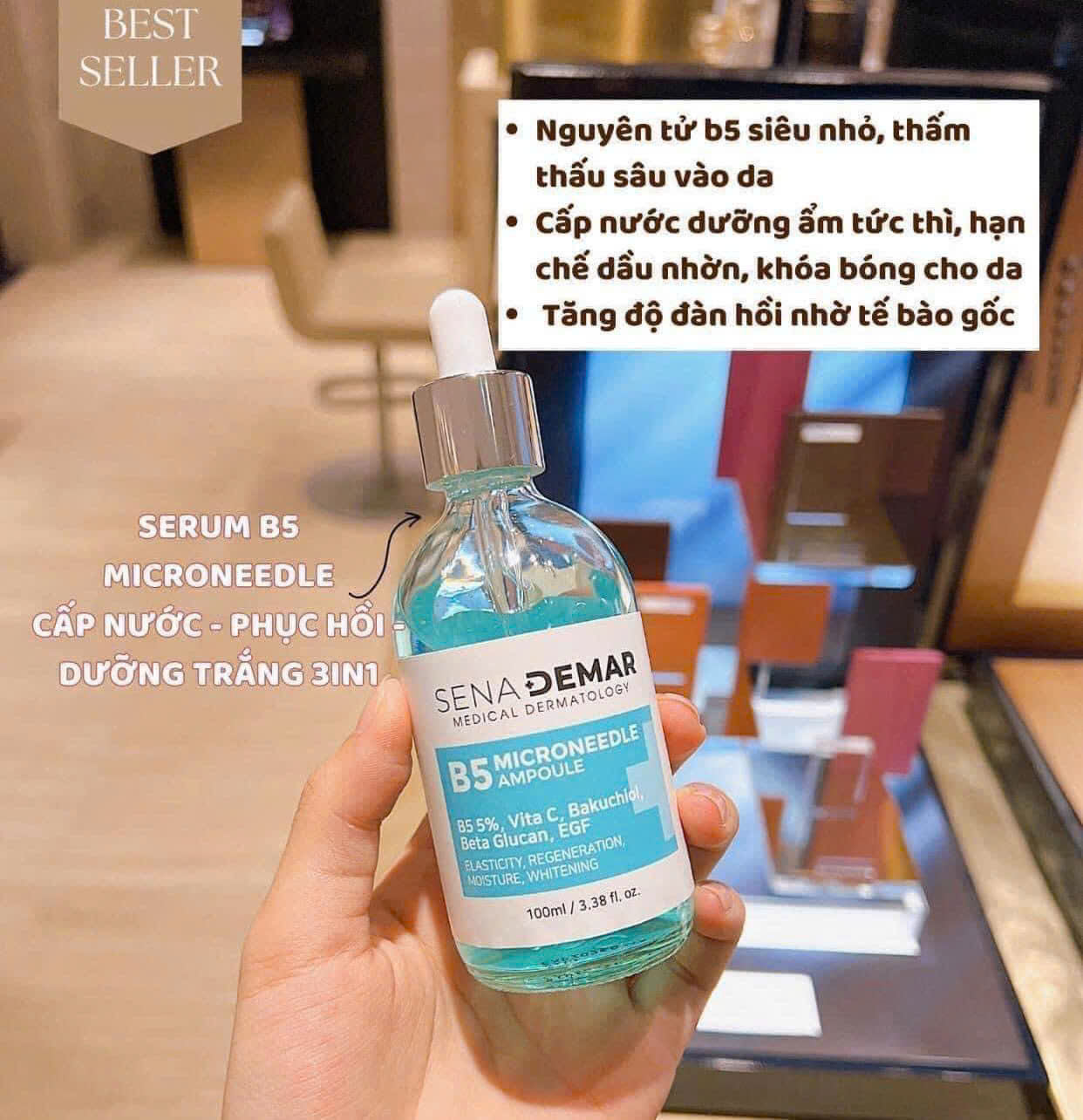 Serum B5 Senademar 100ml hạn 2027 microneedle ampoule Phục Hồi Da Cấp Ẩm Ngăn Ngừa Lão Hoá.