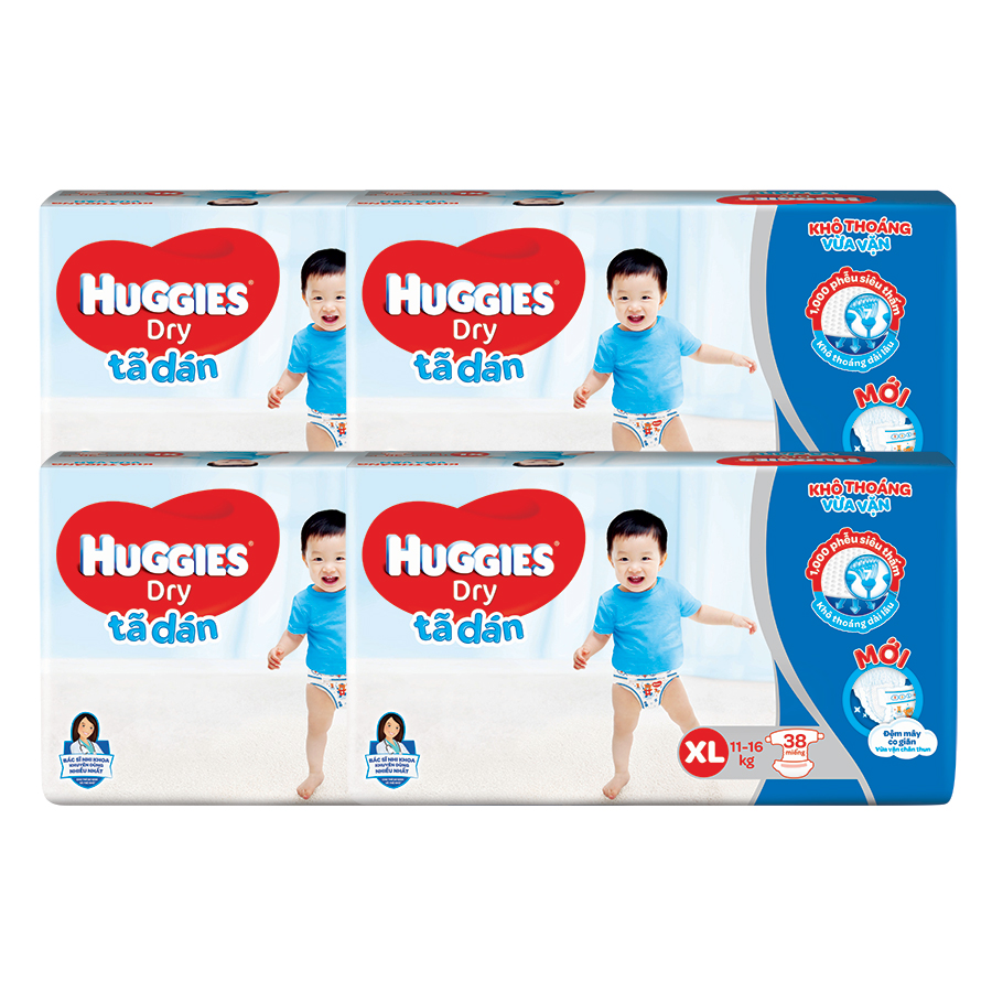Combo 4 gói tã dán Huggies XL38 (11-16kg)